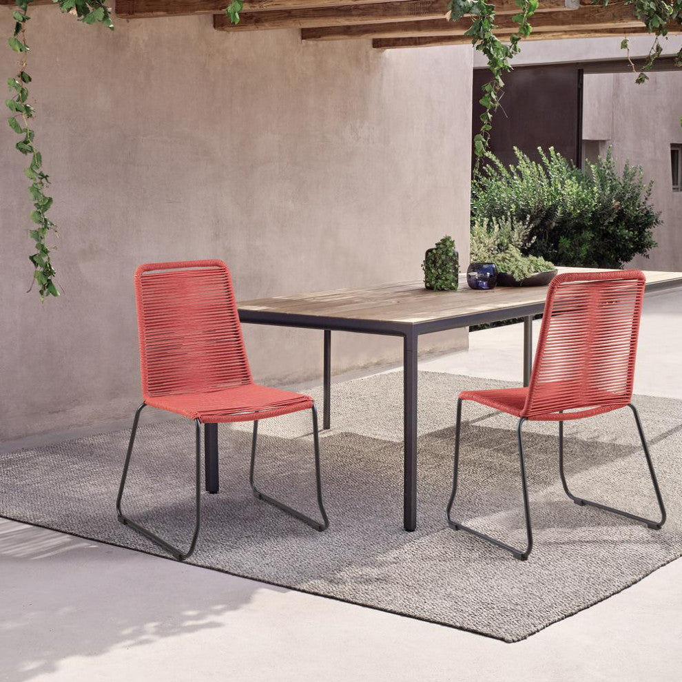 Shasta Outdoor Metal & Rope Stackable Dining Chair - Set of 2