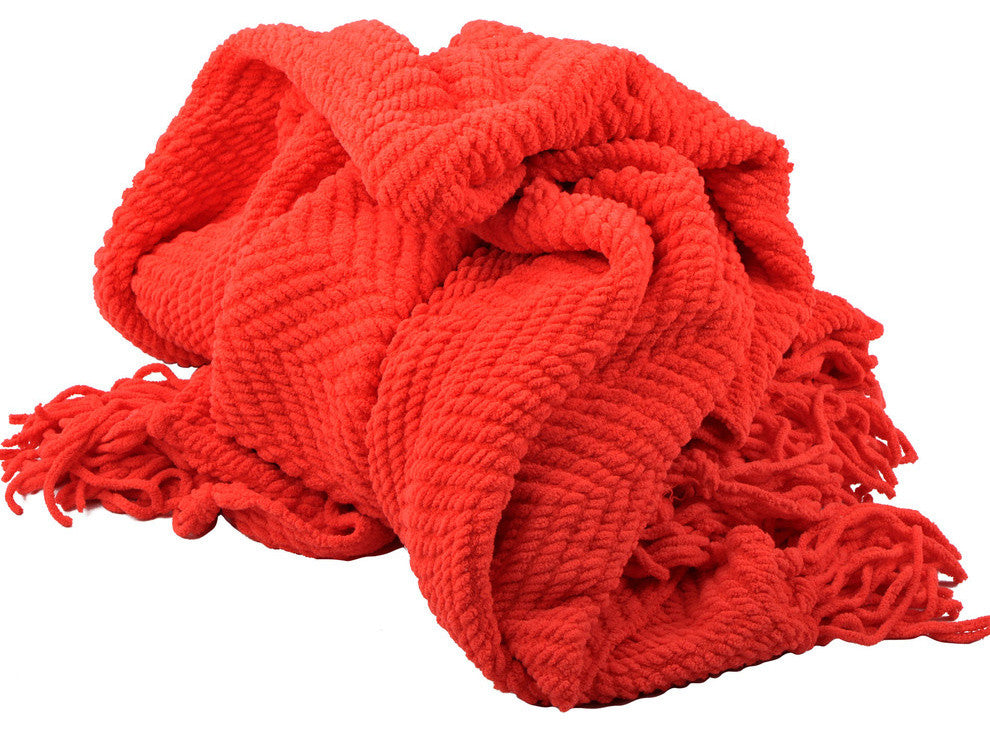 Tweed Knitted Throw Blanket, Fiesta, 50"x60"