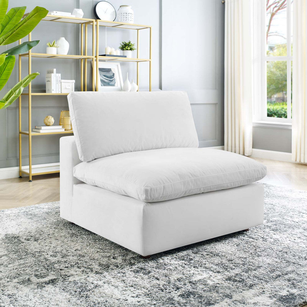 Sofa Middle Chair, Velvet, White, Modern, Living Lounge Hotel Lobby Hospitality
