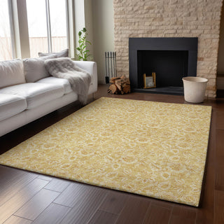 Premium Machine Washable Mayfield AMF661 Gold 3' x 5' Rug
