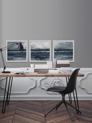Dark Vast Ocean Triptych, 54"x18"