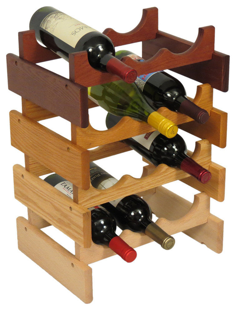 12 Bottle Dakota Wine Rack, Light Oak