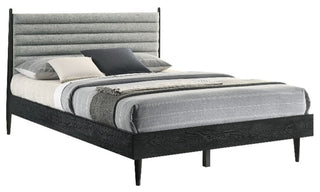 Armen Living Artemio Queen Platform Wood Bed Frame with Slim Track Arms in Black