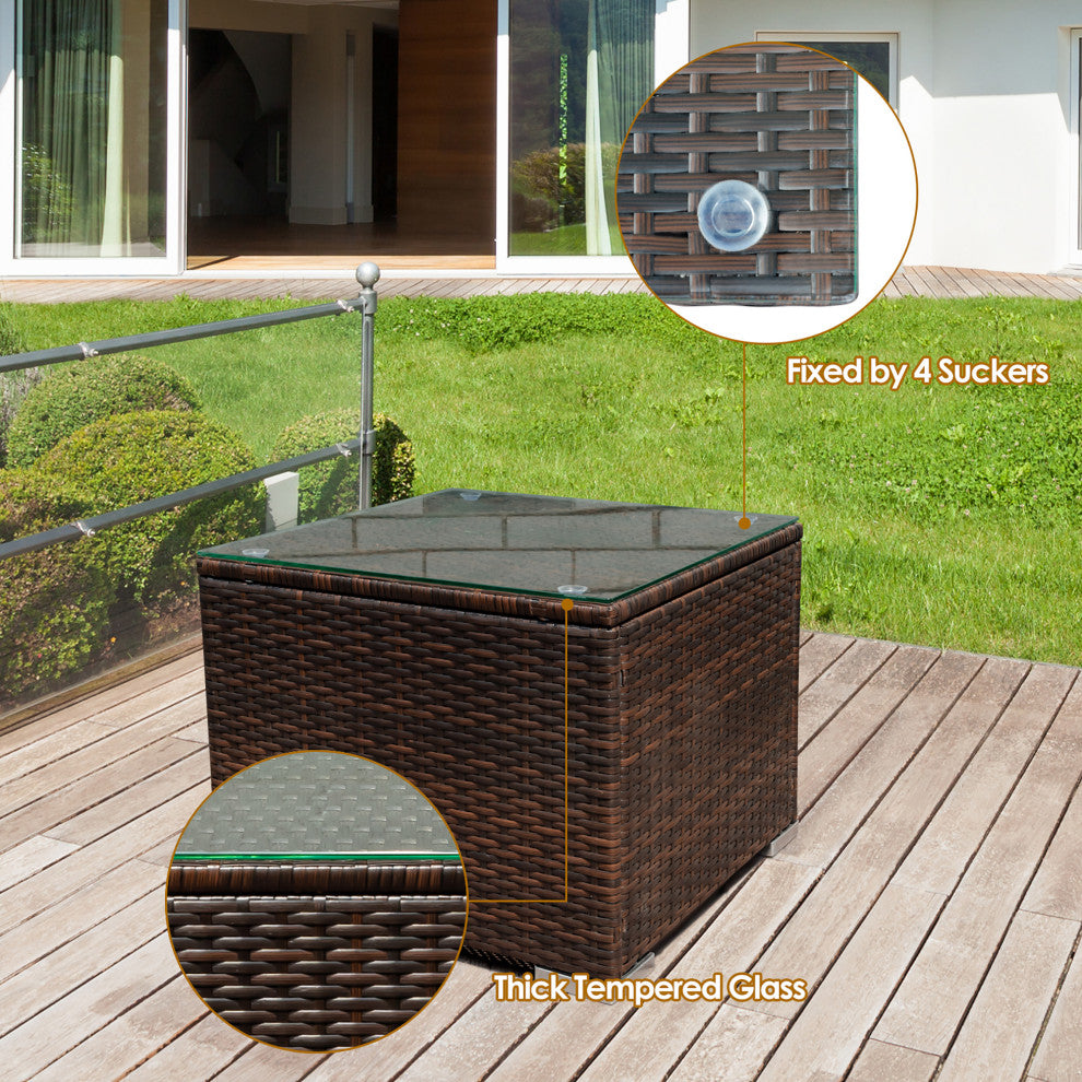 Costway 3PCS Patio Rattan Furniture Set Conversation Sofa Cushioned Turquoise