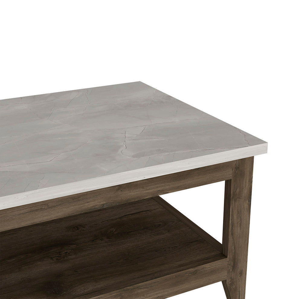 Paulson Rustic Coffee Table Onyx Top by RST Brands, Brown/White