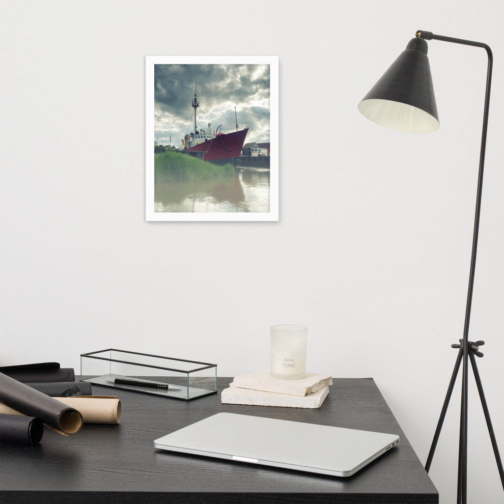 Foggy River Coastal Landscape Framed Photo Paper Wall Art Prints, White, 11" X 14"