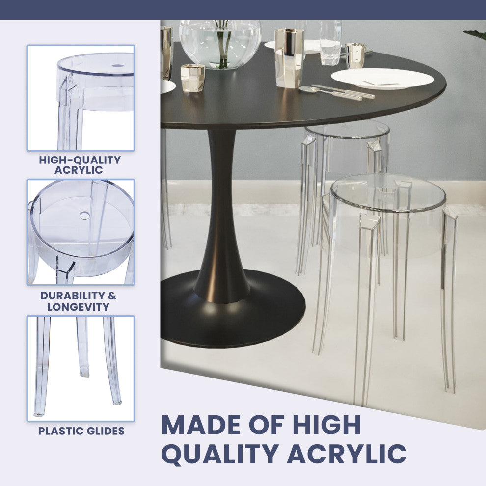LeisureMod Averill Modern Plastic Dining Stool for Dining Room, Single