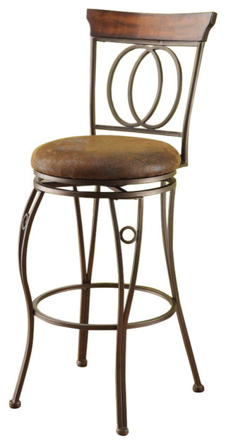 Bar Chair With Swivel, Fabric and Dark Bronze, Set of 2