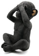 Wise Monkey See No Evil Statuette Resin Black Gold