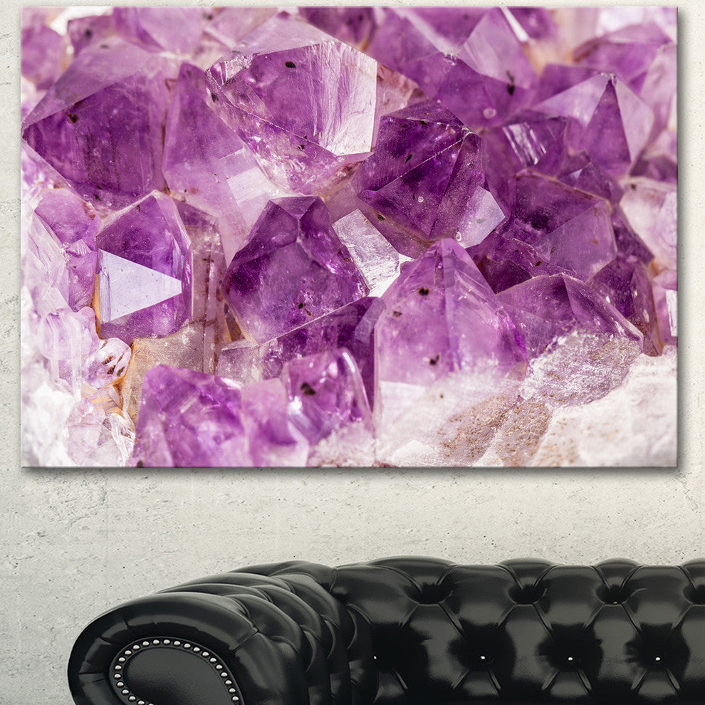 Purple Amethyst Macro, Abstract Canvas Wall Art Print, 60"x28"
