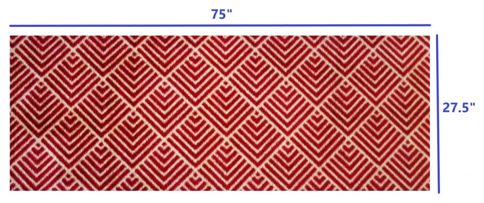 2' x 6' Deep Red and Tan Arrow Geo Washable Runner Rug