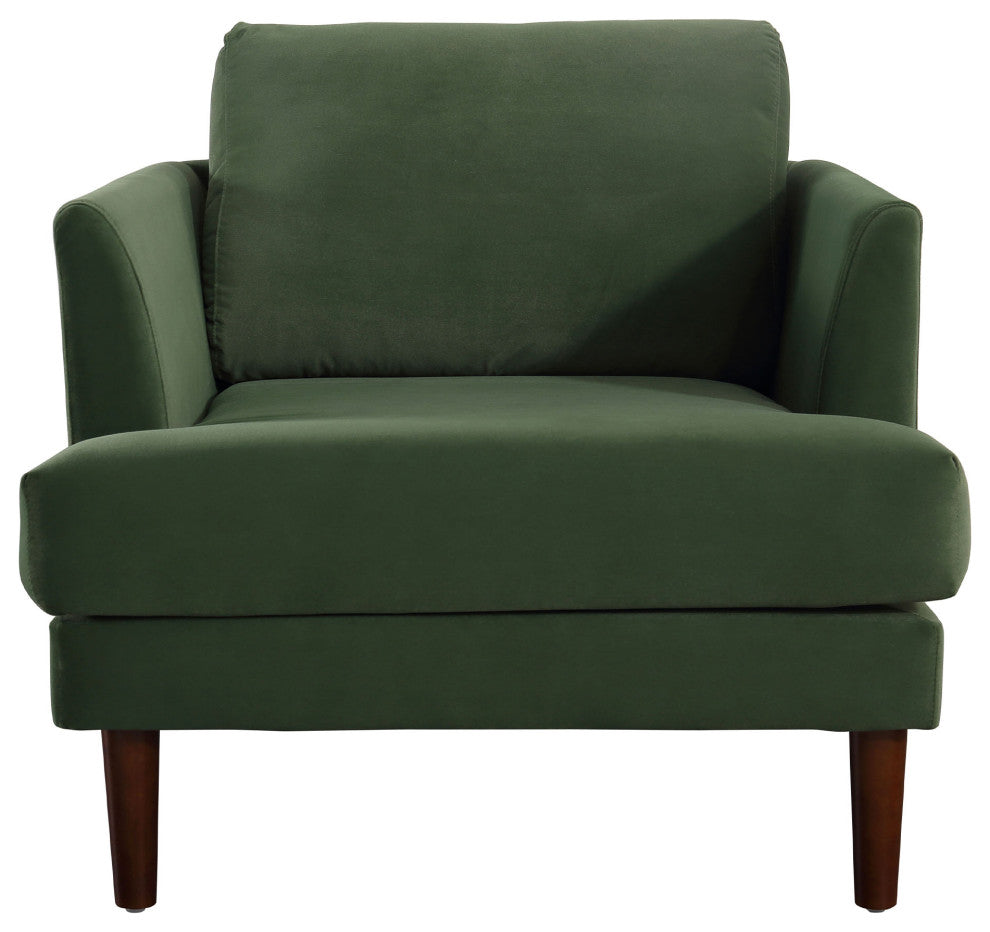 Minae Modern Contemporary Velvet Armchair, Green