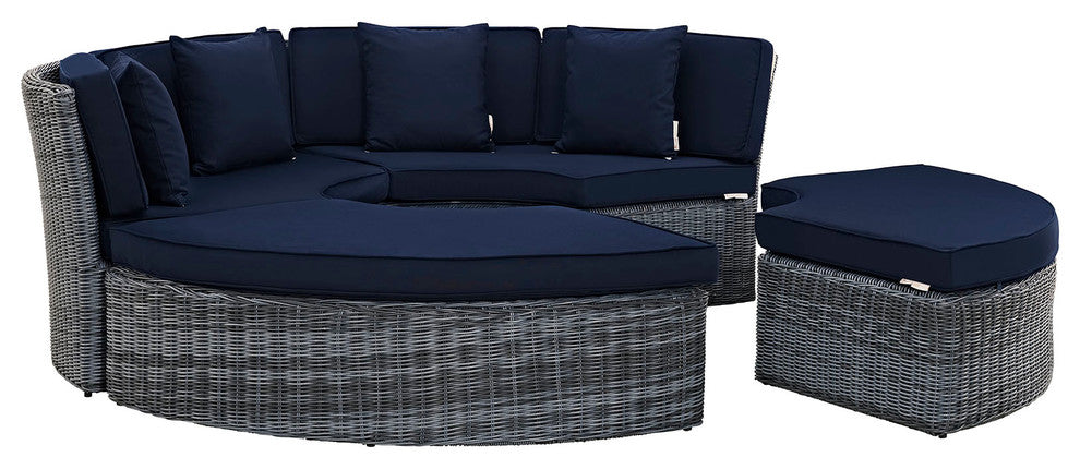 Canvas Navy Summon Circular Outdoor Patio Sunbrella Daybed