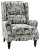Modern Push-Back Plaid Recliner with Rolled Armrest, Gray
