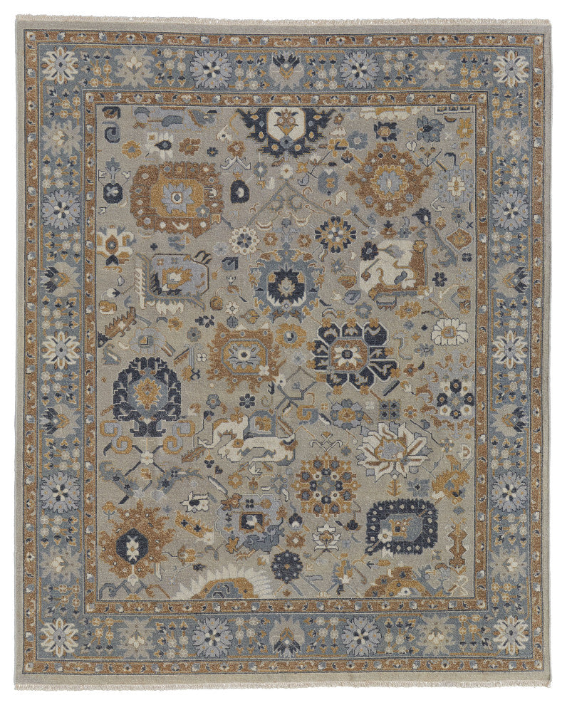 Aleska Traditional Oriental, Blue/Brown/Gray, 2'6"x10' Runner
