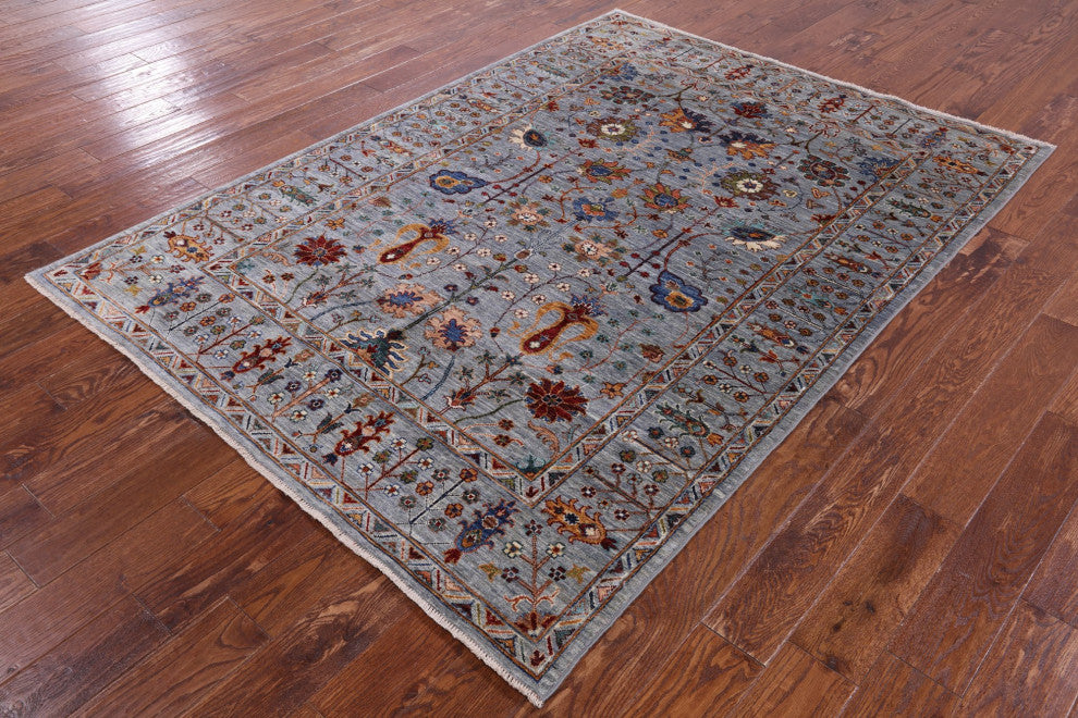 Handmade Persian Tabriz Wool Rug 5' 6" X 7' 8" Q9849