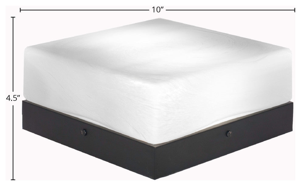 10" 2-Light Flush Mount Light, Matte Black/White Marble