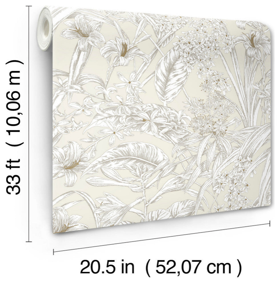 Orchid Conservatory Toile Beige and Taupe Wallpaper
