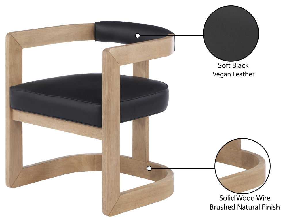 Manchester Faux Leather Upholstered Dining Chair, Black, Natural Finish