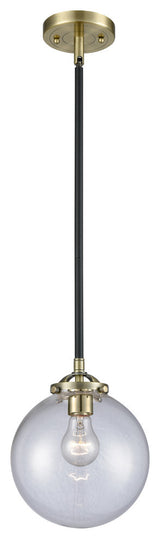1-Light Beacon 8" Mini Pendant, Black Antique Brass, Glass: Clear