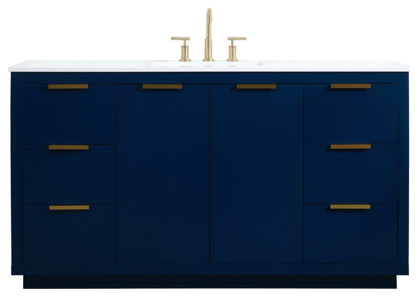 Bethany Single Bathroom Vanity, Blue, 60"