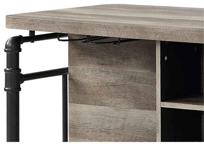ACME Edina Wooden 5 Shelves Kitchen Island in Antique Oak and Sandy Gray