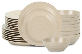 Stone Lain Orbit Stoneware 24-Piece Dinnerware Set, Beige