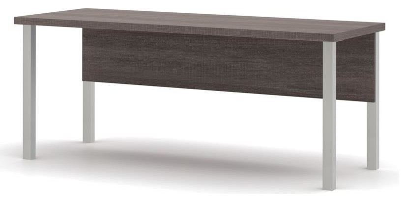 Bestar Pro-Linea Table With Metal Legs, Bark Gray