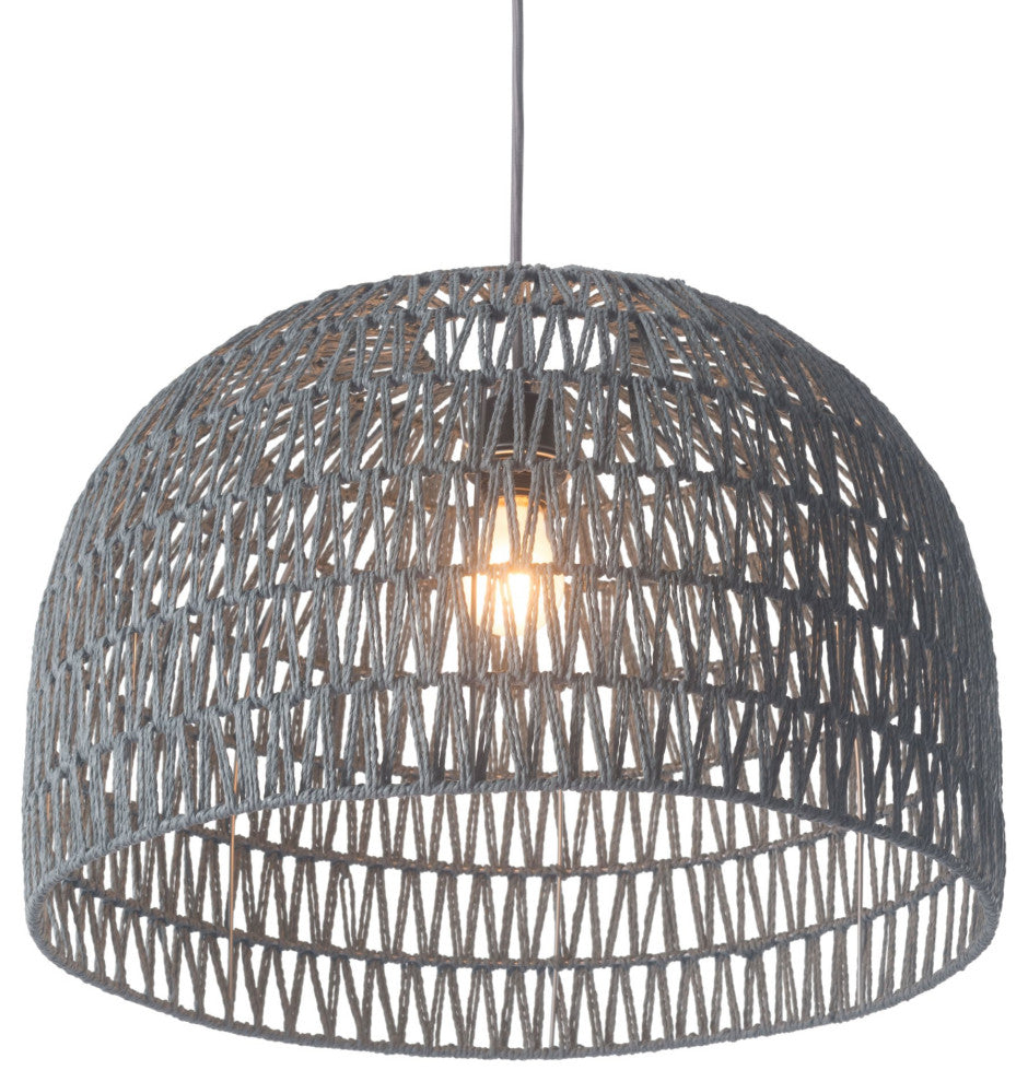 Pendant Ceiling Light Fixture, Steel Metal, Paper, Gray, Lounge Cafe Lobby