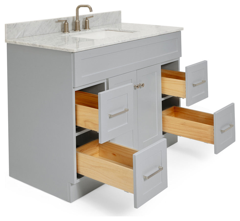 Ariel Hamlet 43" Rectangle Sink Bath Vanity, 0.75" Carrara Marble