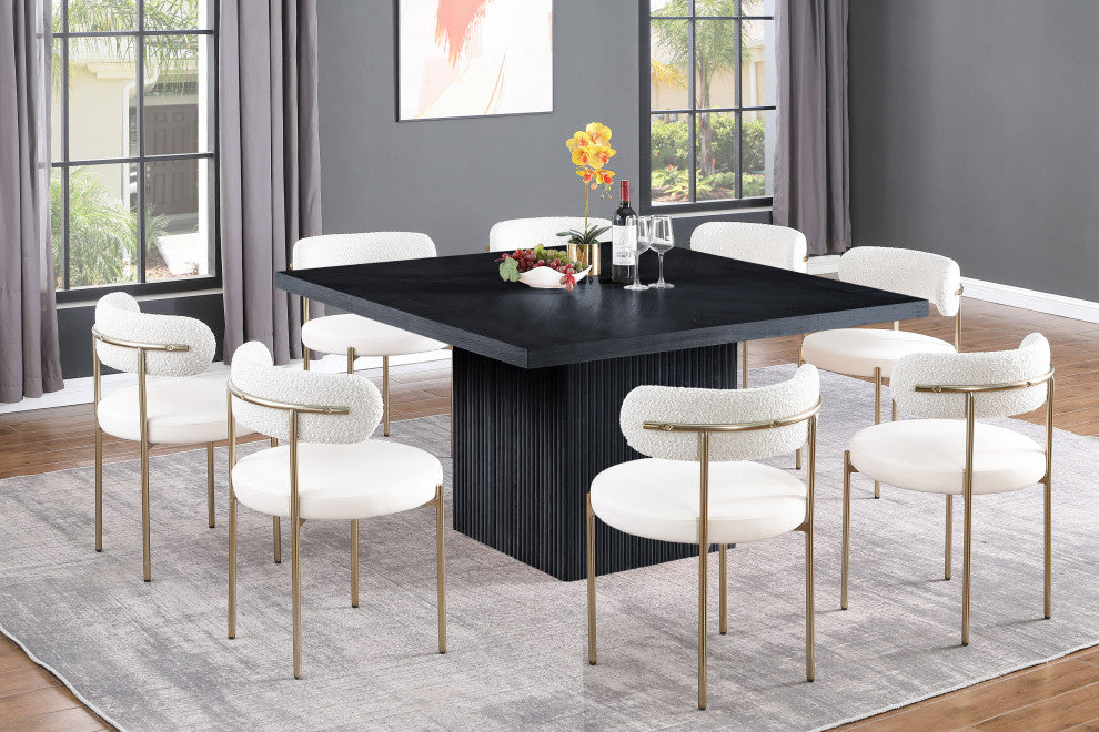 Belinda Beech Wood and Oak Veneer  Dining Table, Black, 54" W X 54" D, 1 Table