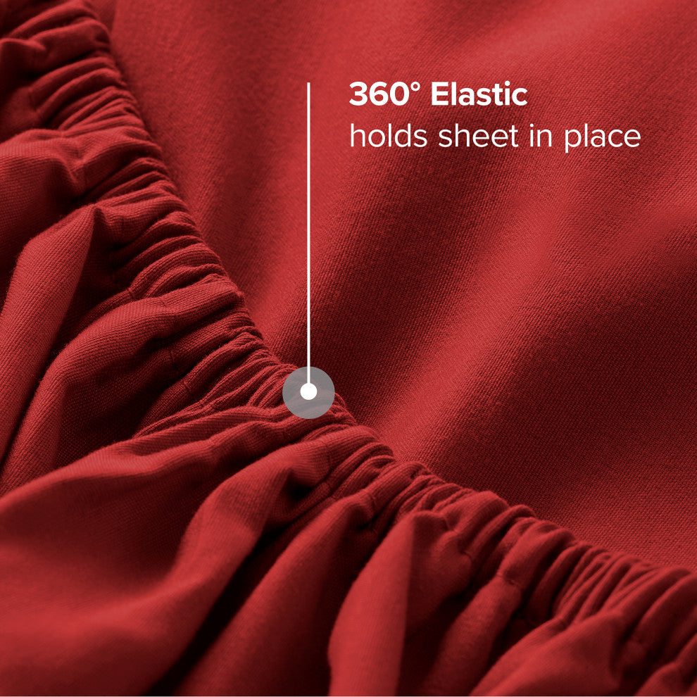 Bare Home Microfiber Fitted Sheet Deep Pocket, Red, Twin Xl