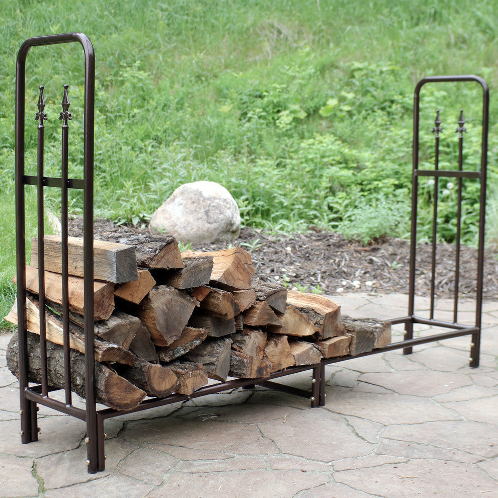Sunnydaze Bronze Indoor-Outdoor Decorative Firewood Storage Log Rack - 6-Foot