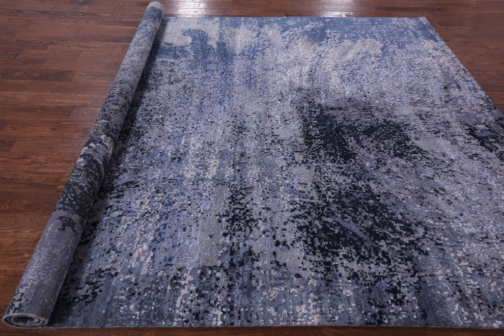 8' 0" X 10' 3" Wool and Silk Modern Hand Knotted Rug Q8650