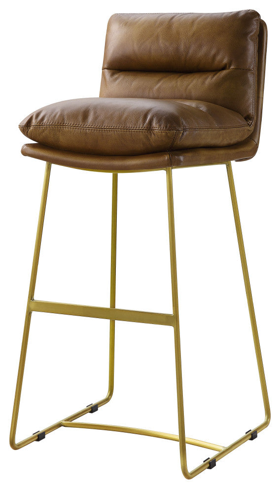 Acme Alsey Bar Chair 1PC Saddle Brown Top Grain Leather
