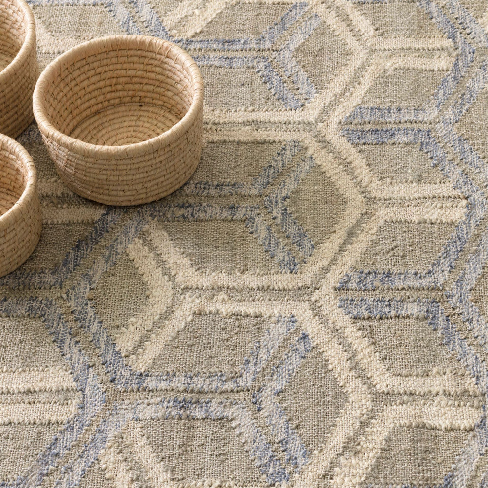 Dash & Albert Tala Blue Handwoven Jute Rug, Blue, Runner-2'6" x 8'