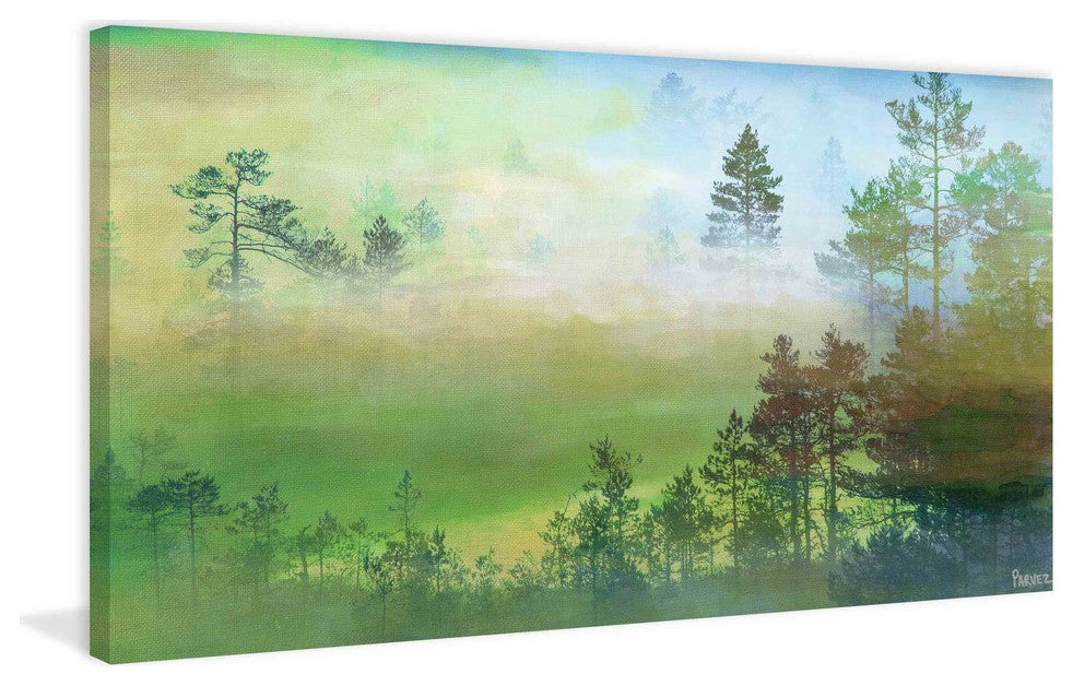 "Misty Pine Forest" Fine Art Canvas Print, 36"x18"
