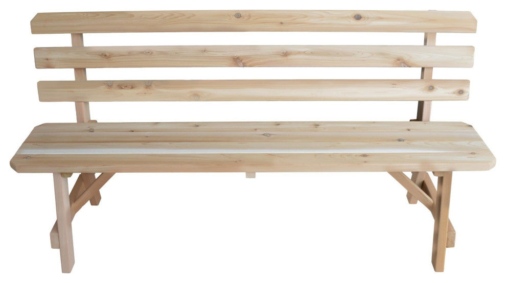 Traditional Cedar Backed Bench, Unfinished, 6 Foot