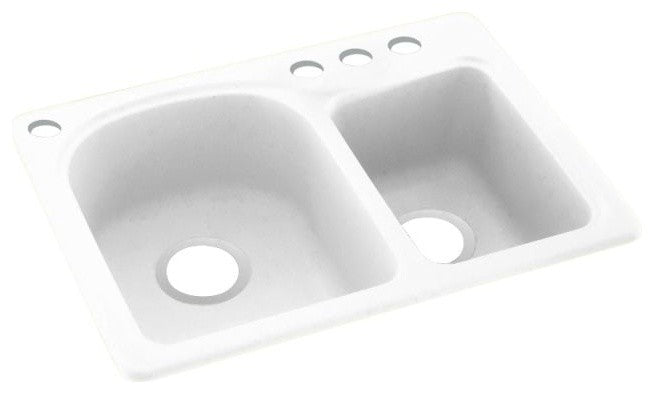 Swan 18x25x7 Solid Surface Kitchen Sink, 4-Hole, White