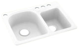 Swan 18x25x7 Solid Surface Kitchen Sink, 4-Hole, White