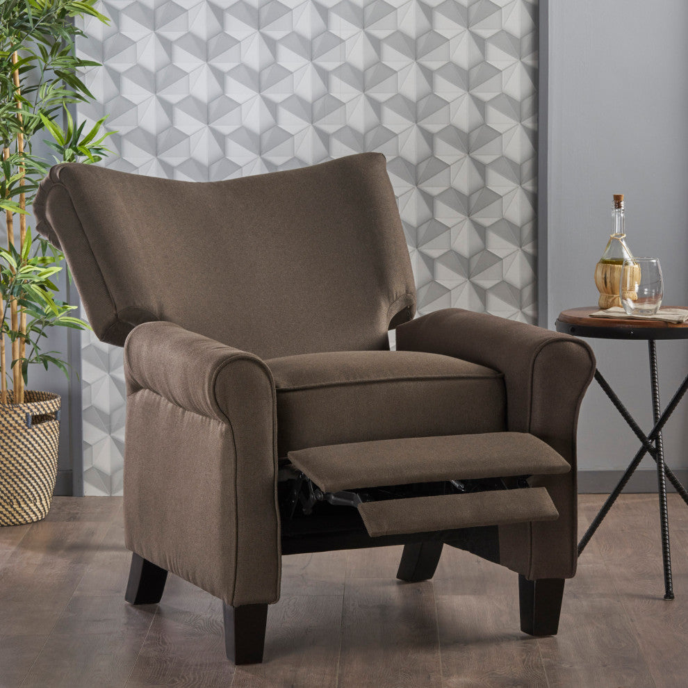 GDF Studio Thelma Traditional Fabric Recliner, Coffee