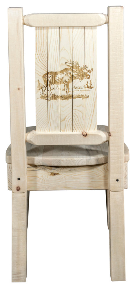 Homestead Collection Side Chair, Moose Design, Ready to Finish