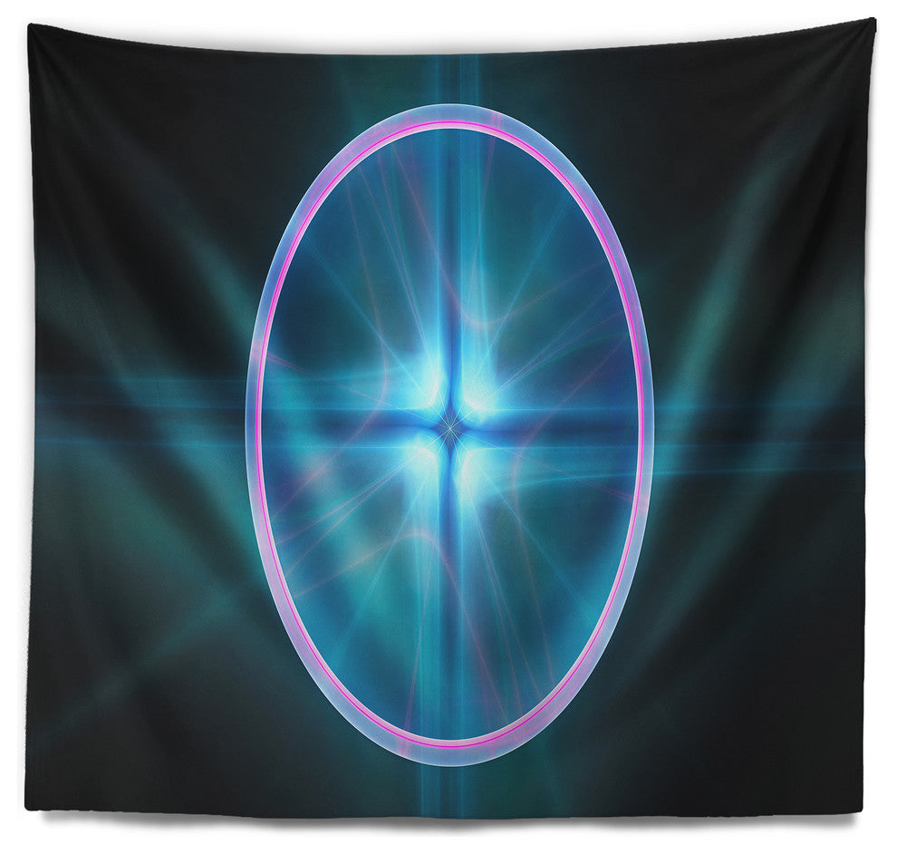 Blue Sphere of Cosmic Mind Abstract Wall Tapestry, 92"x78"