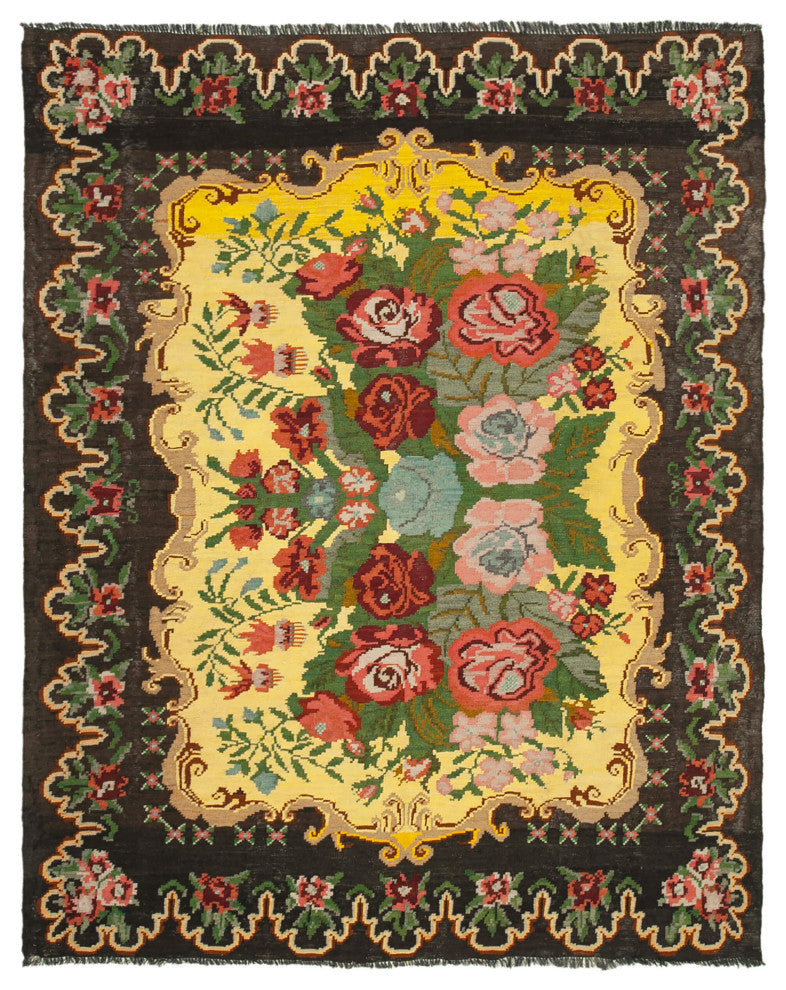 Rug N Carpet - Handmade Bessarabian 6' 7'' x 8' 1'' Vintage Floral Kilim Rug
