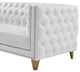 Michelle Fabric Upholstered Chair, Gold Iron Legs, White, Vegan Leather, Loveseat