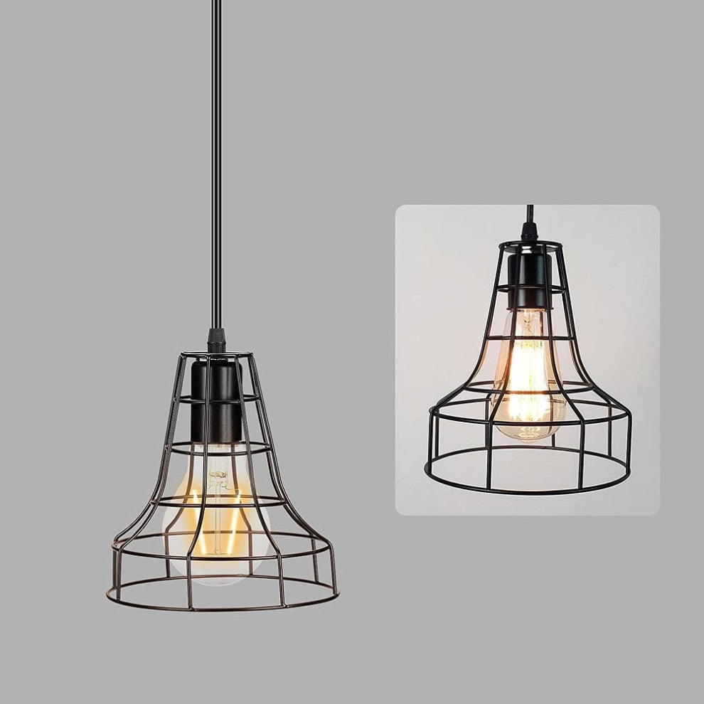 Black Industrial Pendant Light Cage Hanging Light