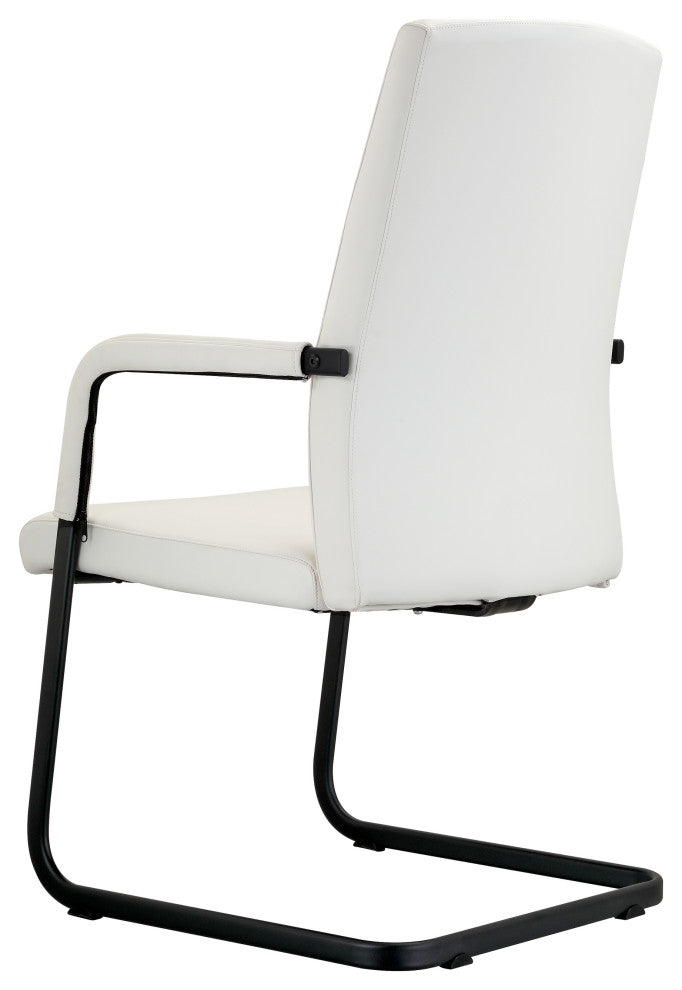 LeisureMod Evander Faux Leather Office Chair With Aluminum Frame, White