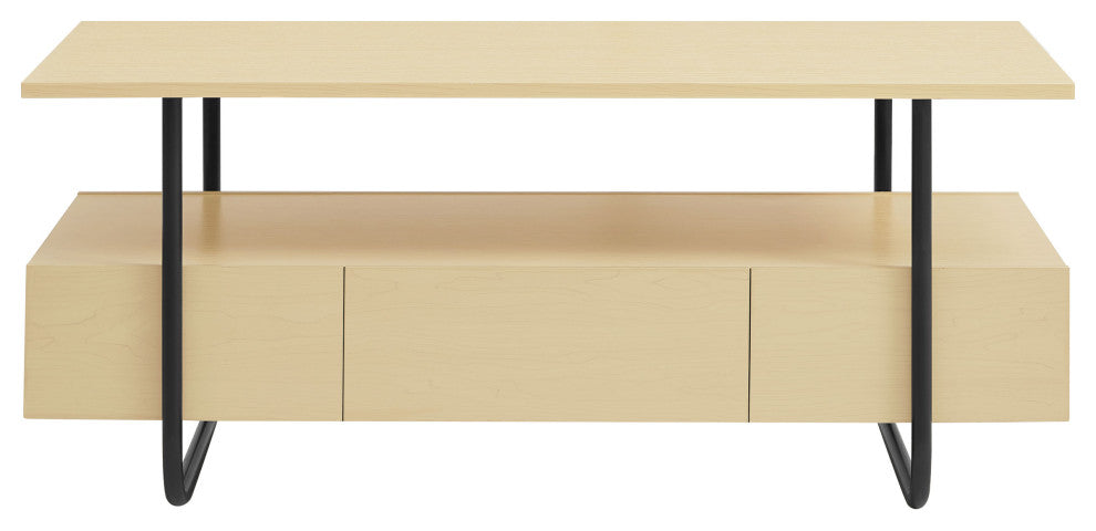 Rivo 33.50" Light Maple Rectangle Coffee Table With Drawer