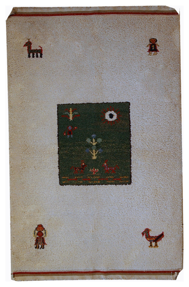 Handmade vintage Persian Gabbeh rug 4.6' x 7' ( 140cm x 215cm ) 1960
