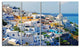View of Fira Town Santorini, Abstract Wall Art Canvas, 48"x28", 4 Panels